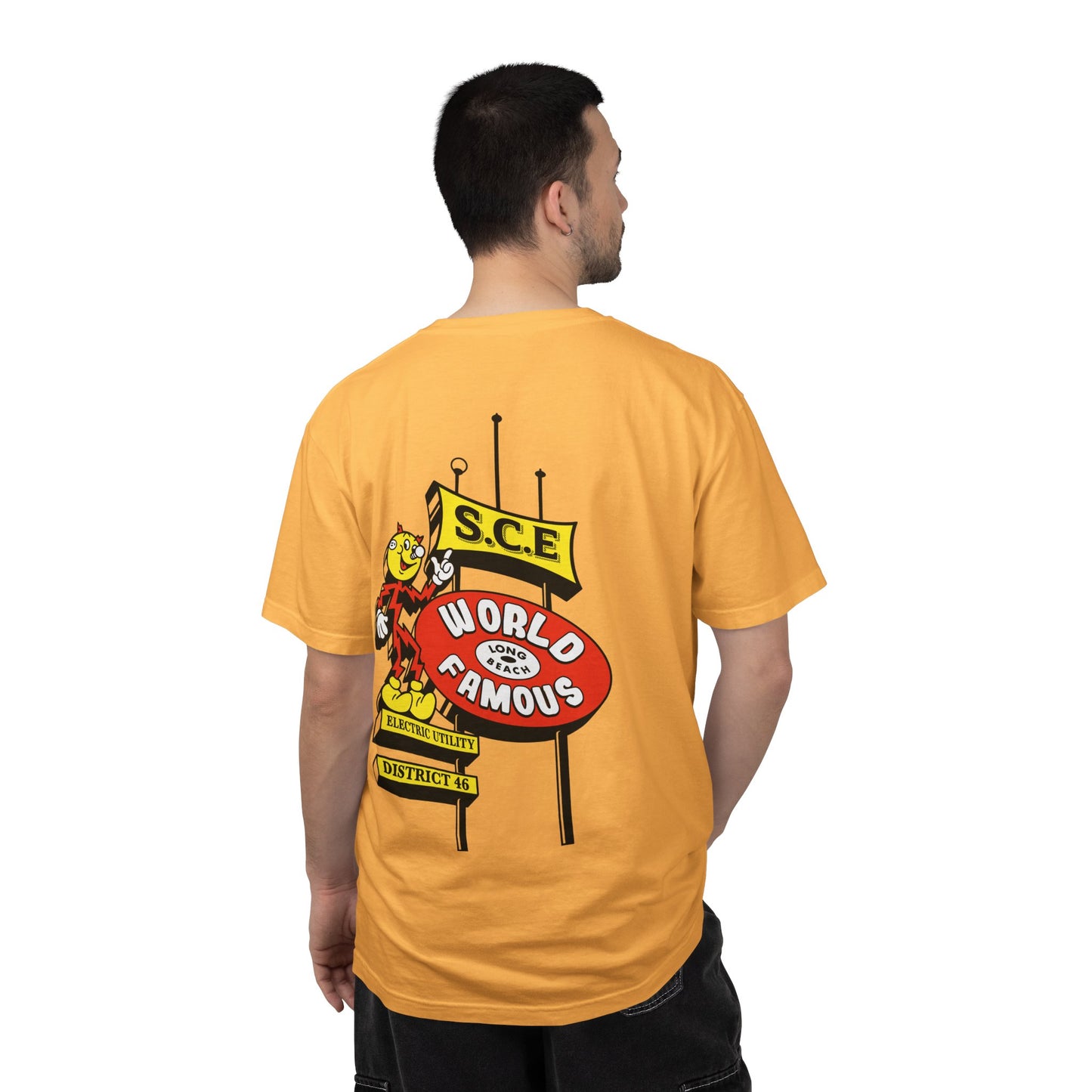 Graphic T-Shirt — 'World Famous' Retro Sign Back Print with LB Chest Logo "UTILITY"