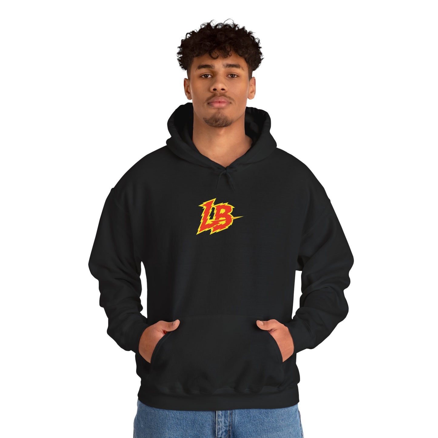 LB Lightning Logo Hoodie — Retro Flame Graphic Pullover