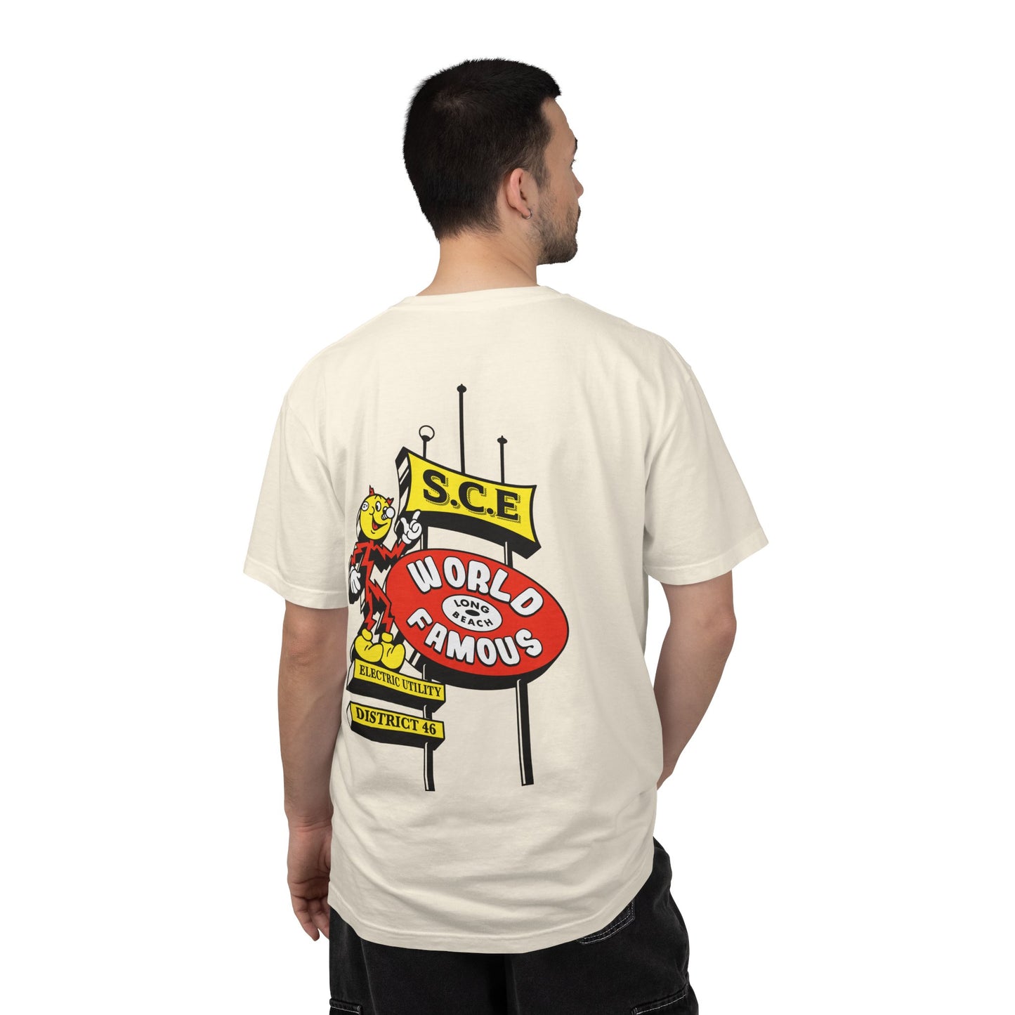 Graphic T-Shirt — 'World Famous' Retro Sign Back Print with LB Chest Logo "UTILITY"
