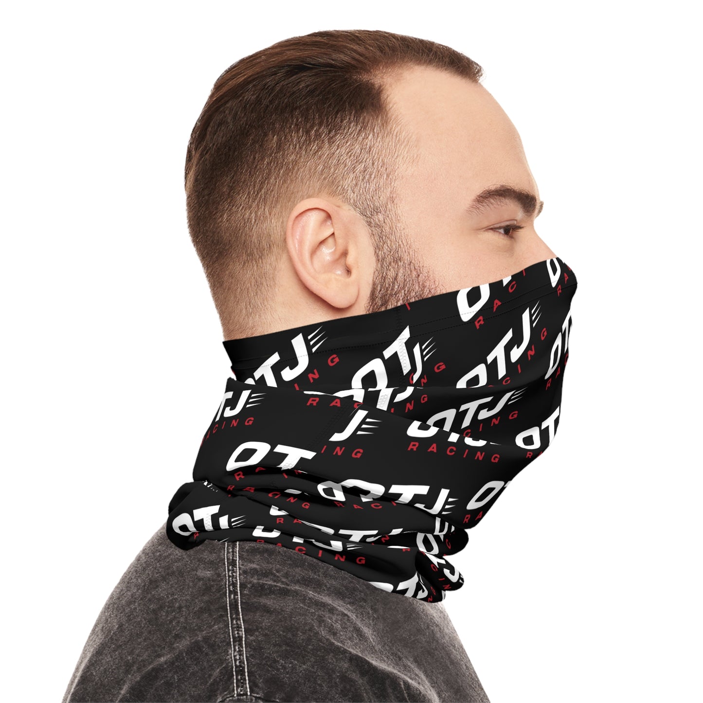 OTJ Racing Lightweight Neck Gaiter — Black Logo Face Mask & Headband