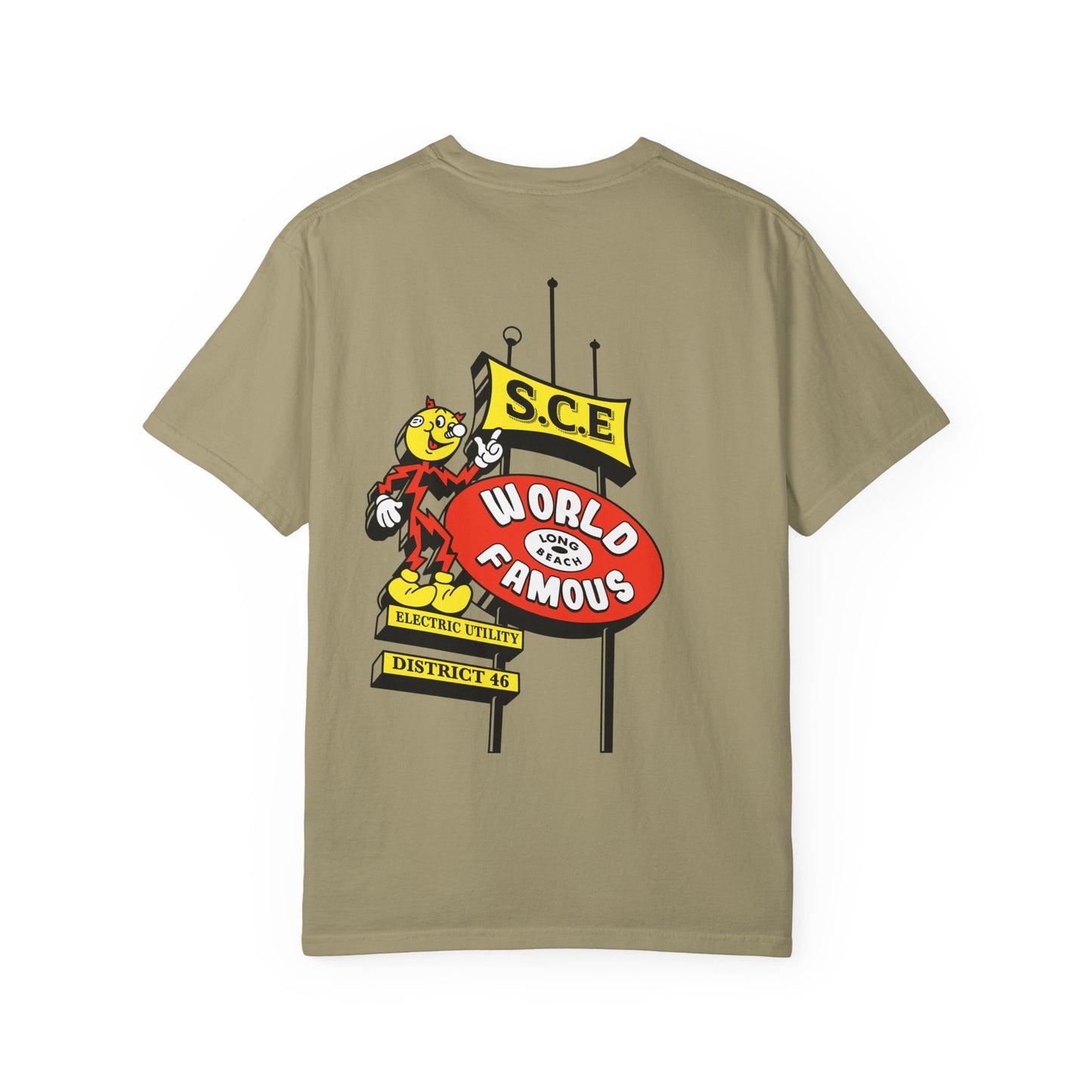Graphic T-Shirt — 'World Famous' Retro Sign Back Print with LB Chest Logo "UTILITY"