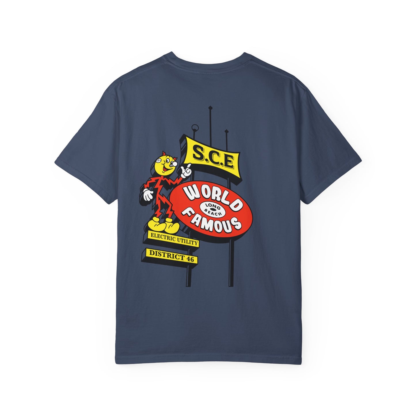 Graphic T-Shirt — 'World Famous' Retro Sign Back Print with LB Chest Logo "UTILITY"