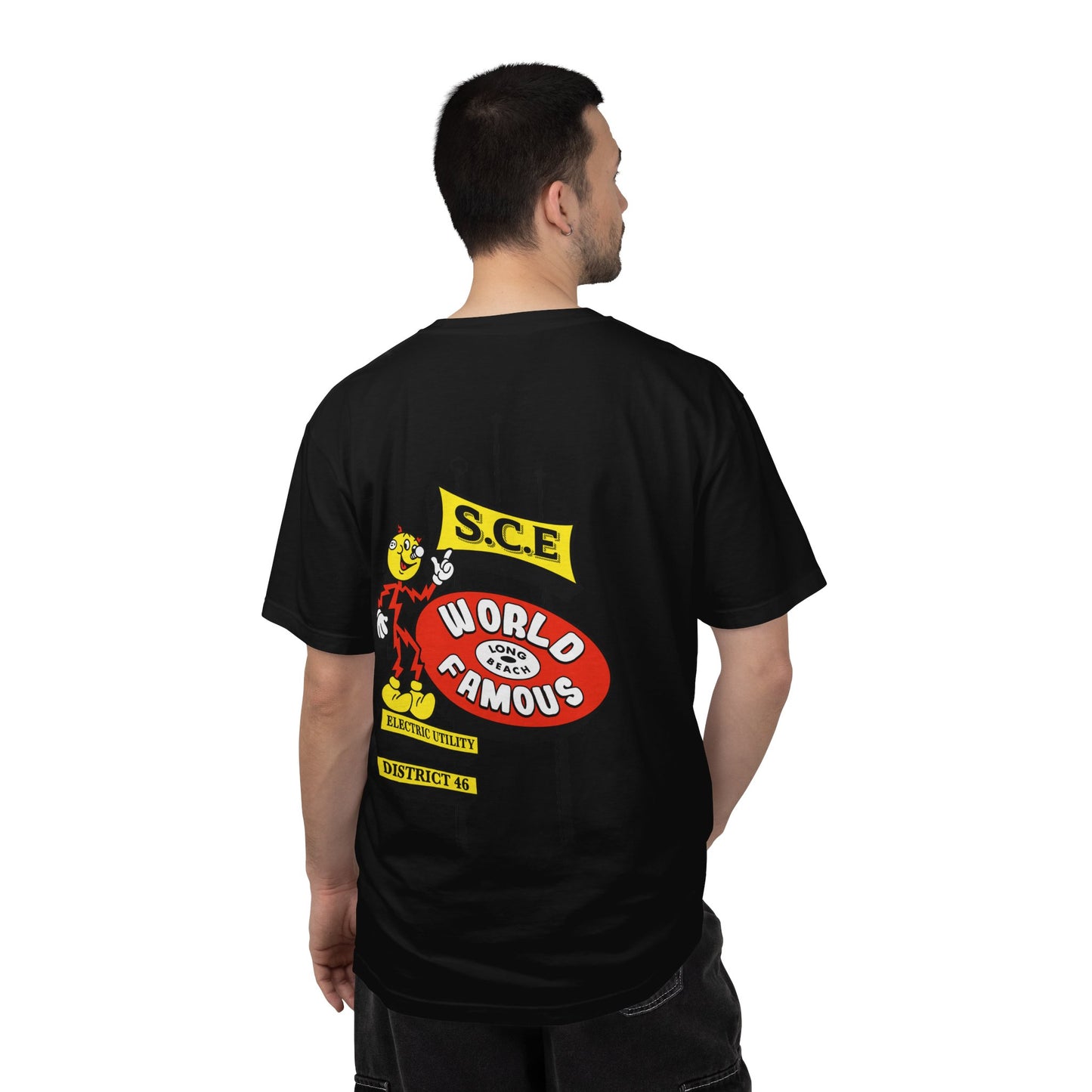Graphic T-Shirt — 'World Famous' Retro Sign Back Print with LB Chest Logo "UTILITY"