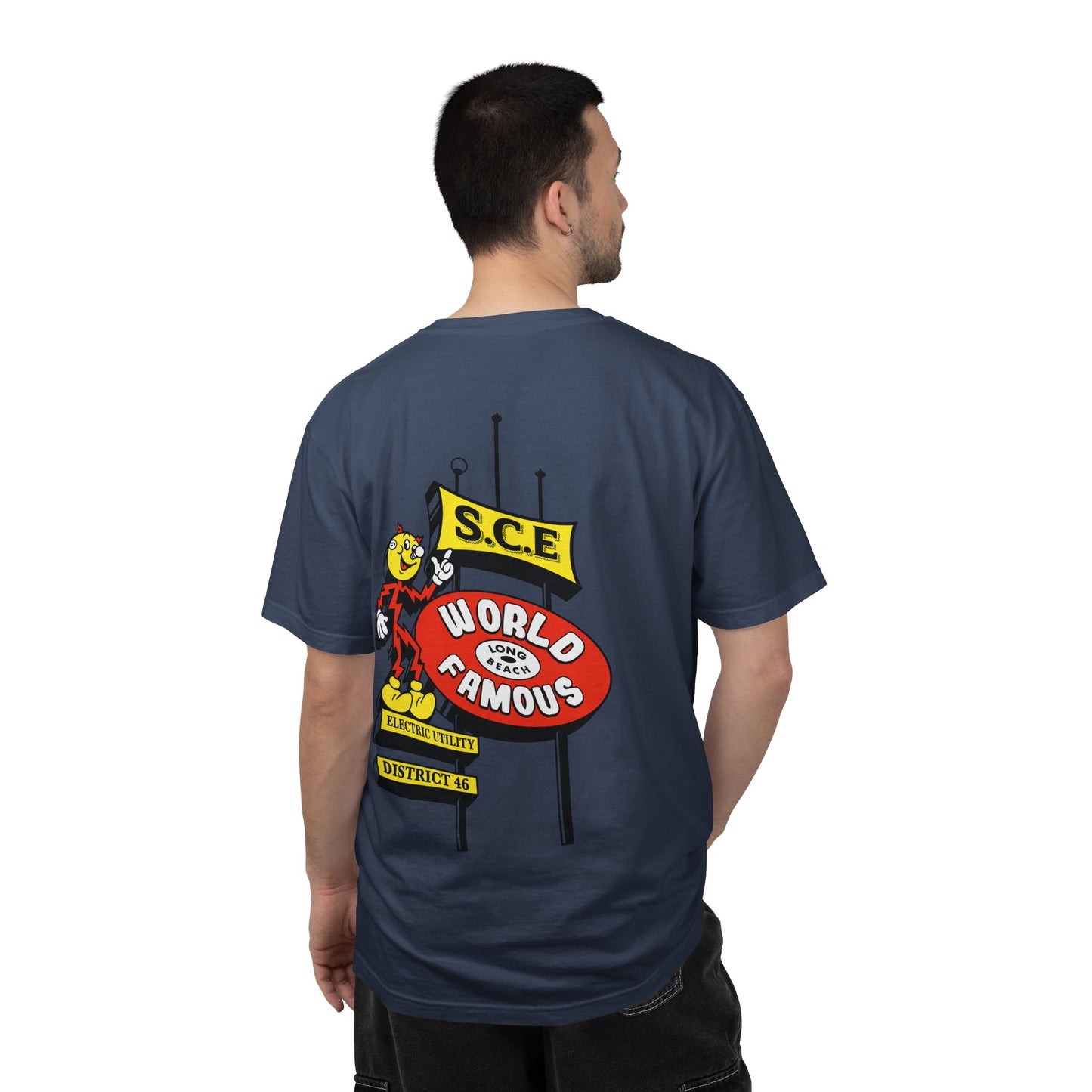 Graphic T-Shirt — 'World Famous' Retro Sign Back Print with LB Chest Logo "UTILITY"