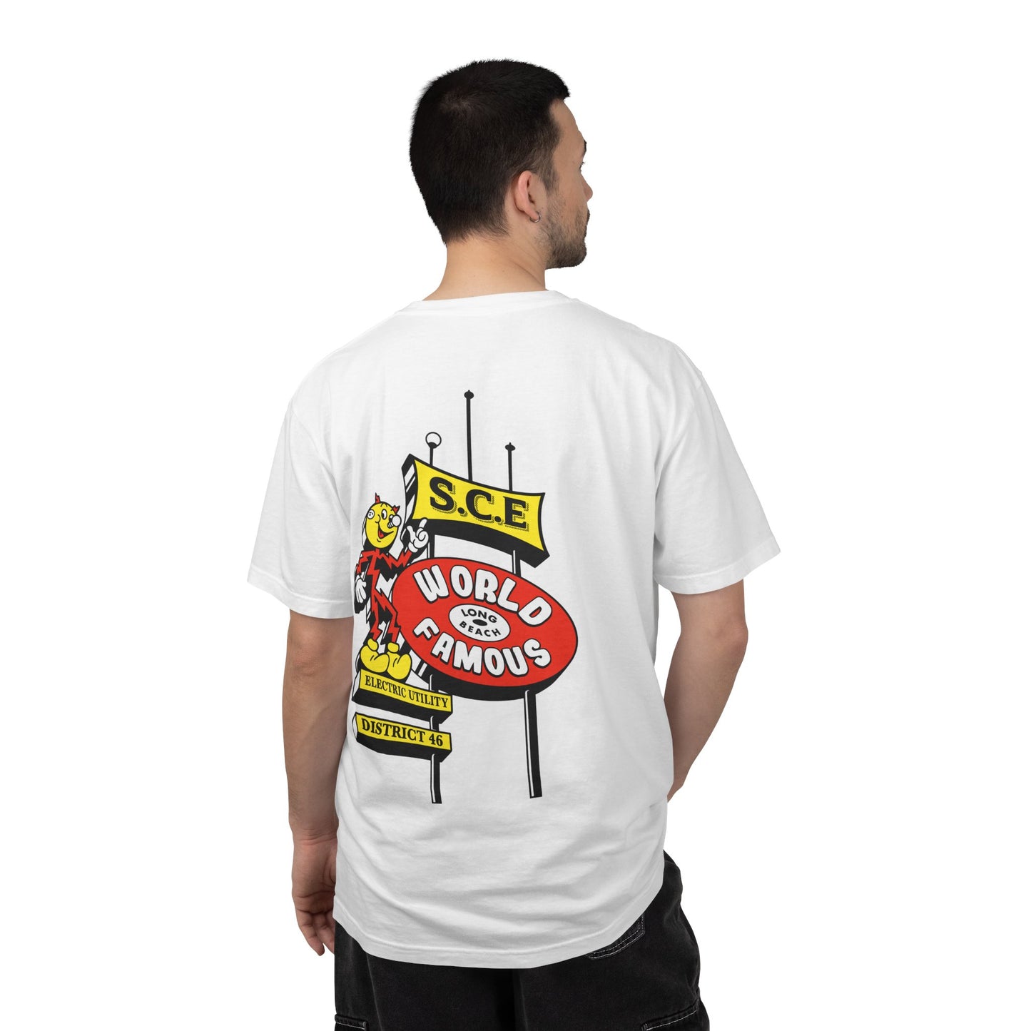 Graphic T-Shirt — 'World Famous' Retro Sign Back Print with LB Chest Logo "UTILITY"