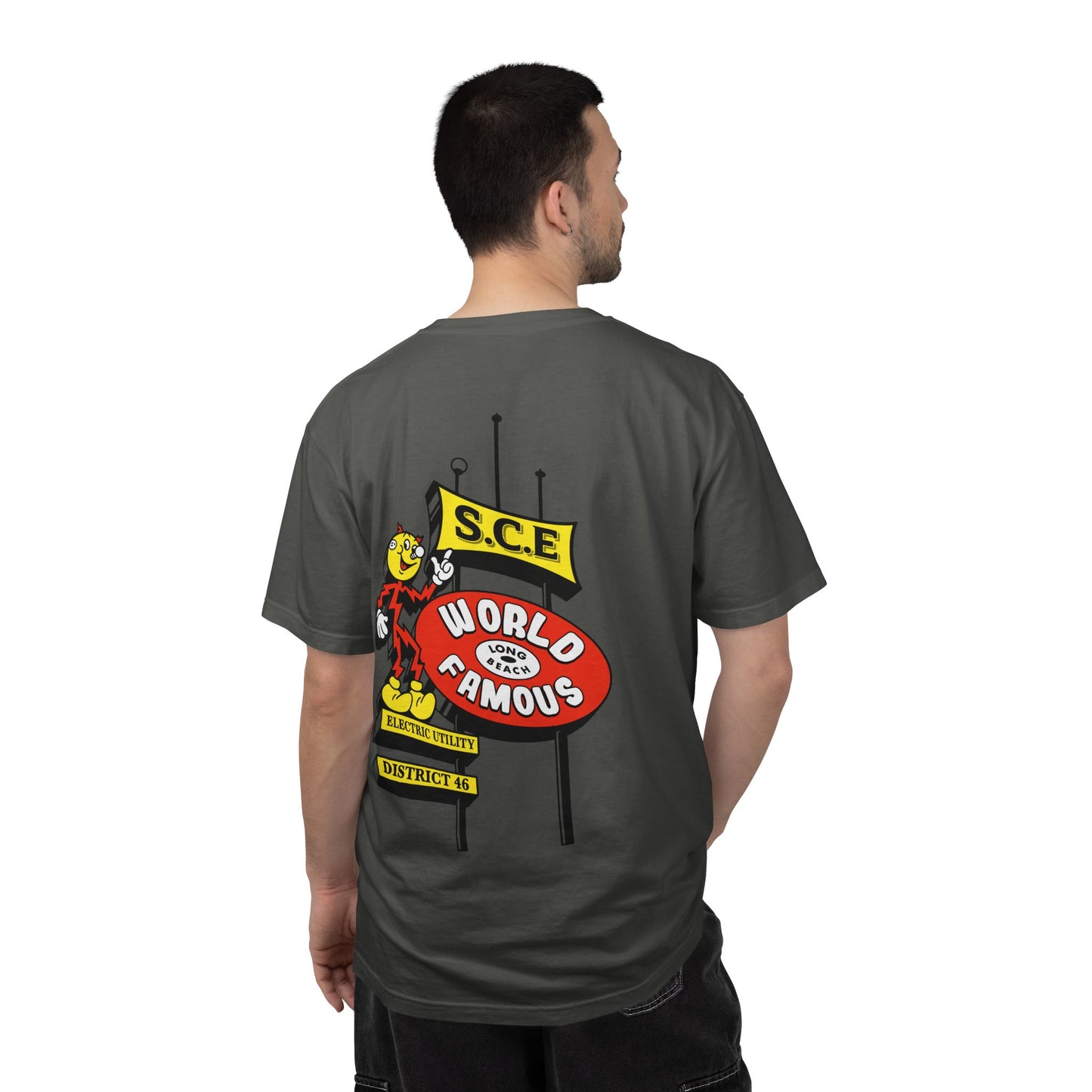 Graphic T-Shirt — 'World Famous' Retro Sign Back Print with LB Chest Logo "UTILITY"
