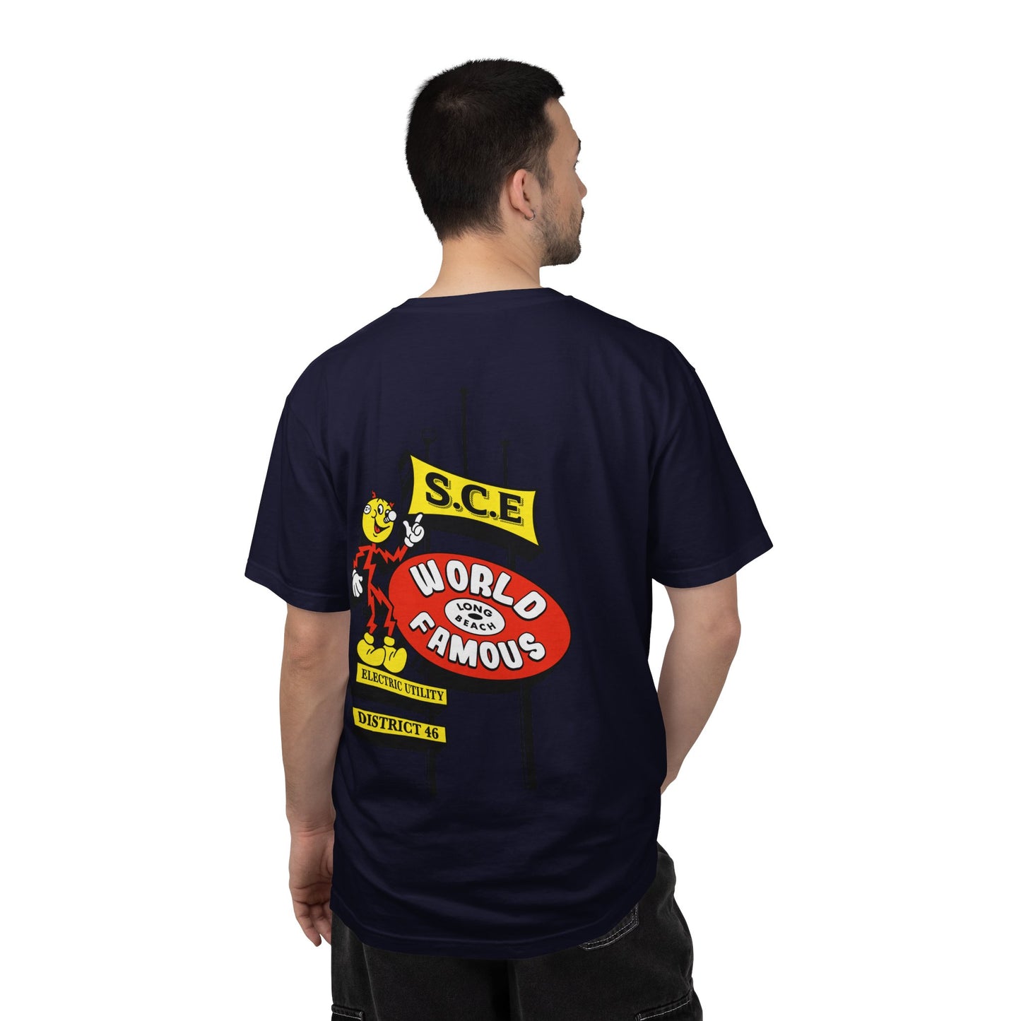 Graphic T-Shirt — 'World Famous' Retro Sign Back Print with LB Chest Logo "UTILITY"