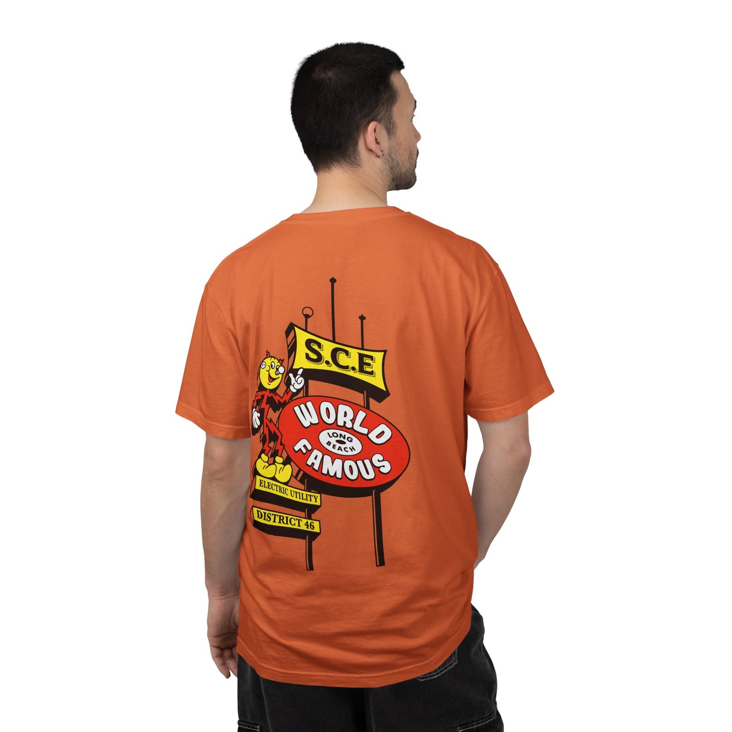 Graphic T-Shirt — 'World Famous' Retro Sign Back Print with LB Chest Logo "UTILITY"