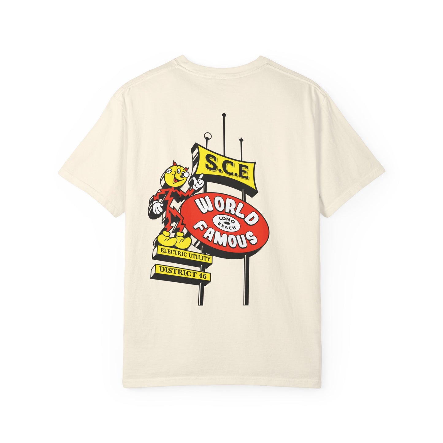 Graphic T-Shirt — 'World Famous' Retro Sign Back Print with LB Chest Logo "UTILITY"