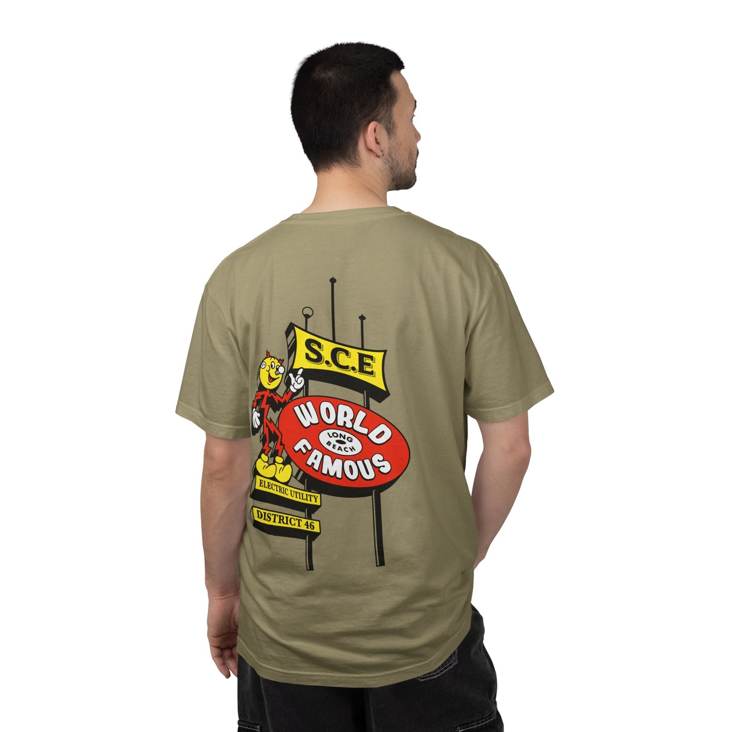 Graphic T-Shirt — 'World Famous' Retro Sign Back Print with LB Chest Logo "UTILITY"